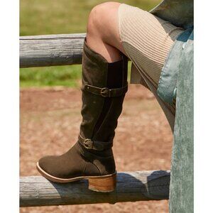 NEW VINTAGE FOUNDRY Suede Berenice Tall Boots in army green for women 1125 5t3